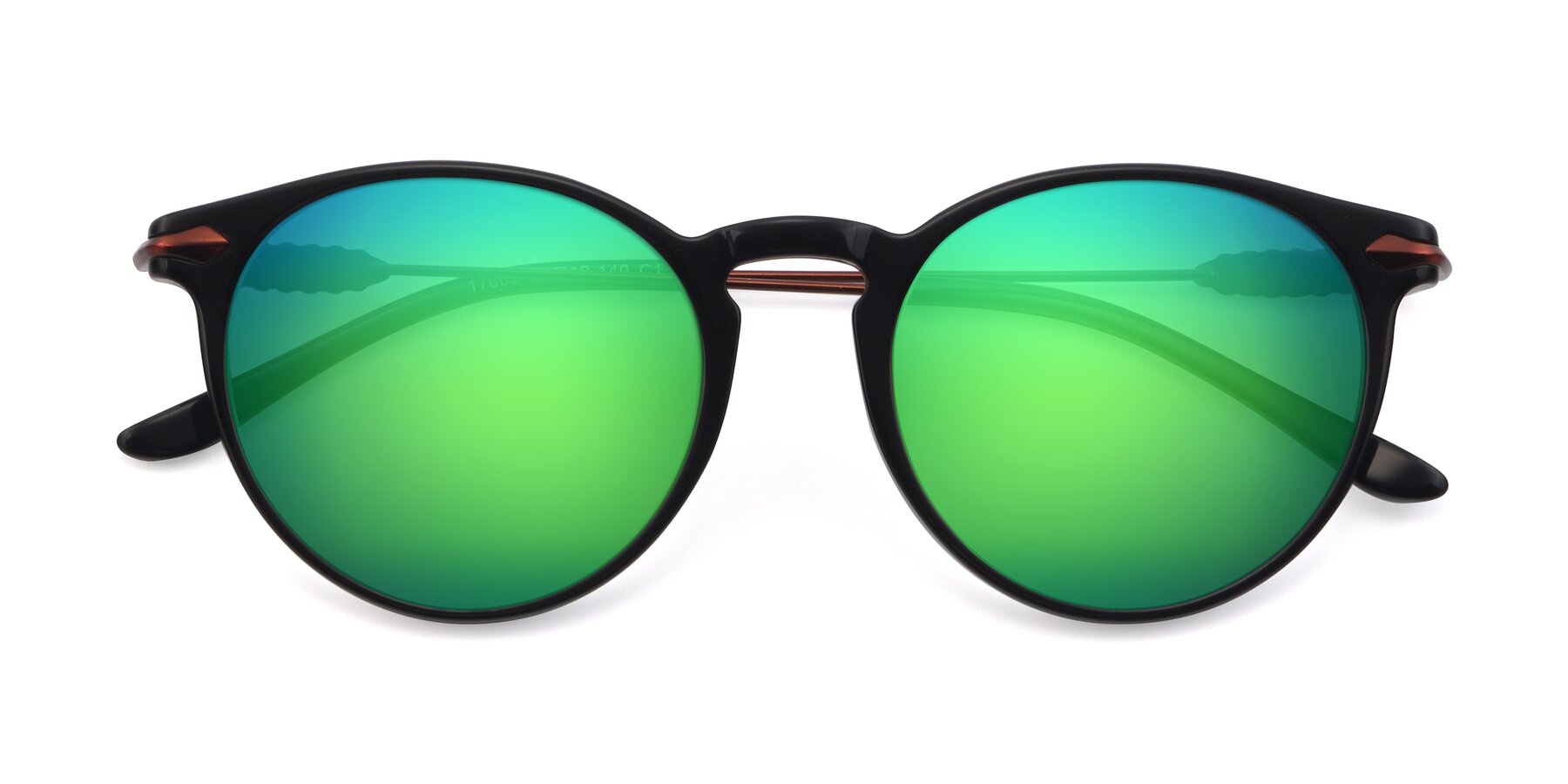 Folded Front of 17660 in Black with Green Mirrored Lenses