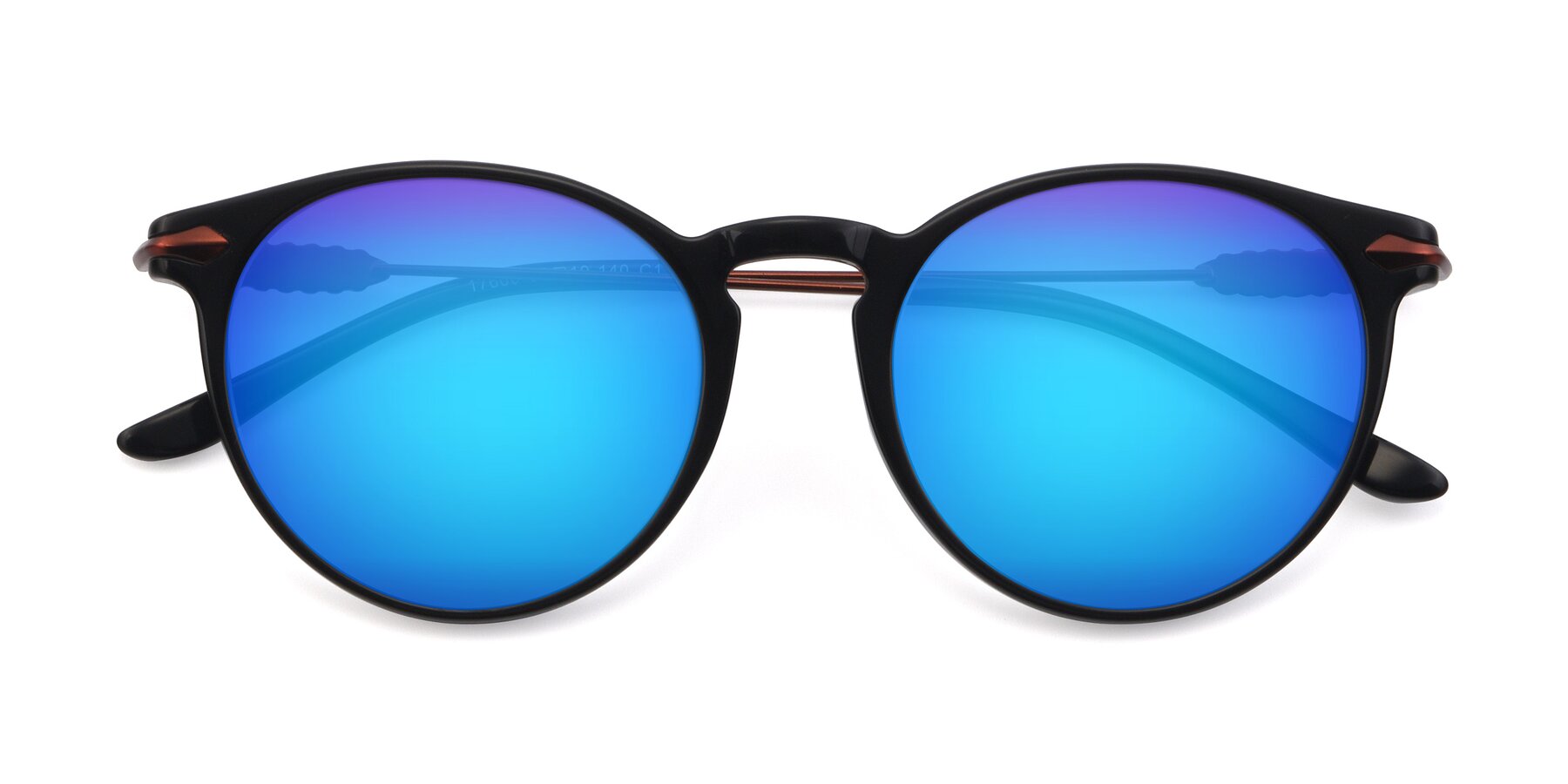 Folded Front of 17660 in Black with Blue Mirrored Lenses