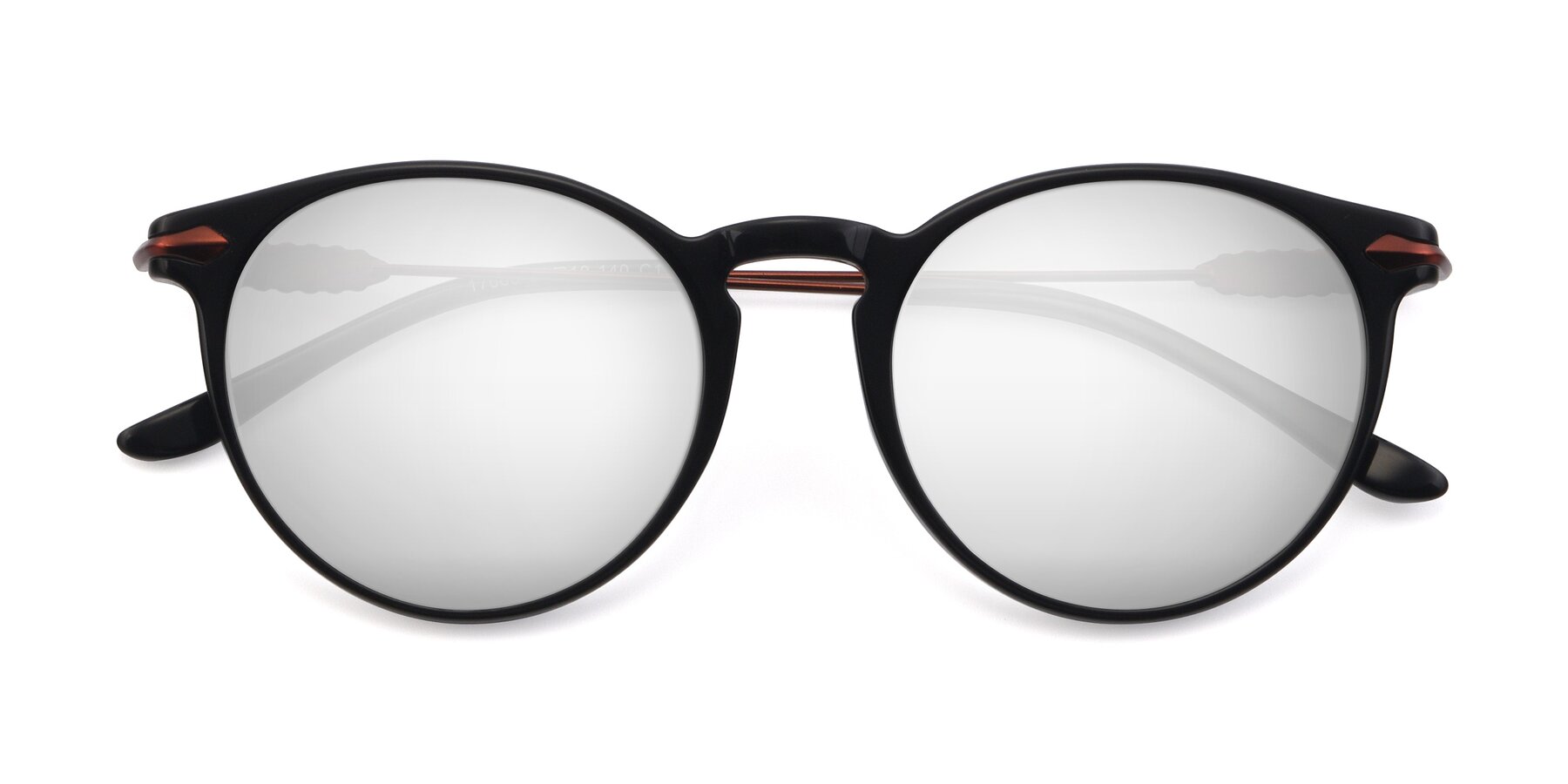 Folded Front of 17660 in Black with Silver Mirrored Lenses