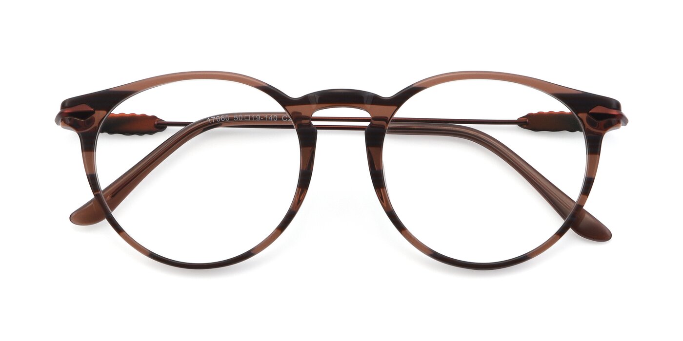 17660 - Stripe Brown Eyeglasses