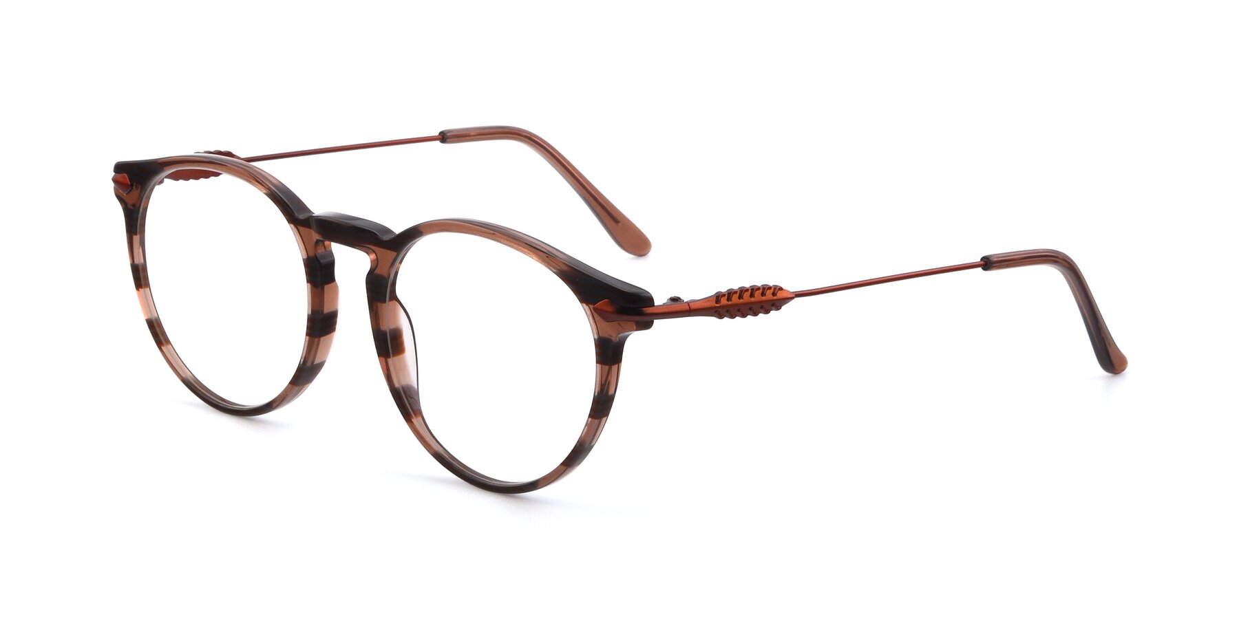 Angle of 17660 in Stripe Brown with Clear Eyeglass Lenses