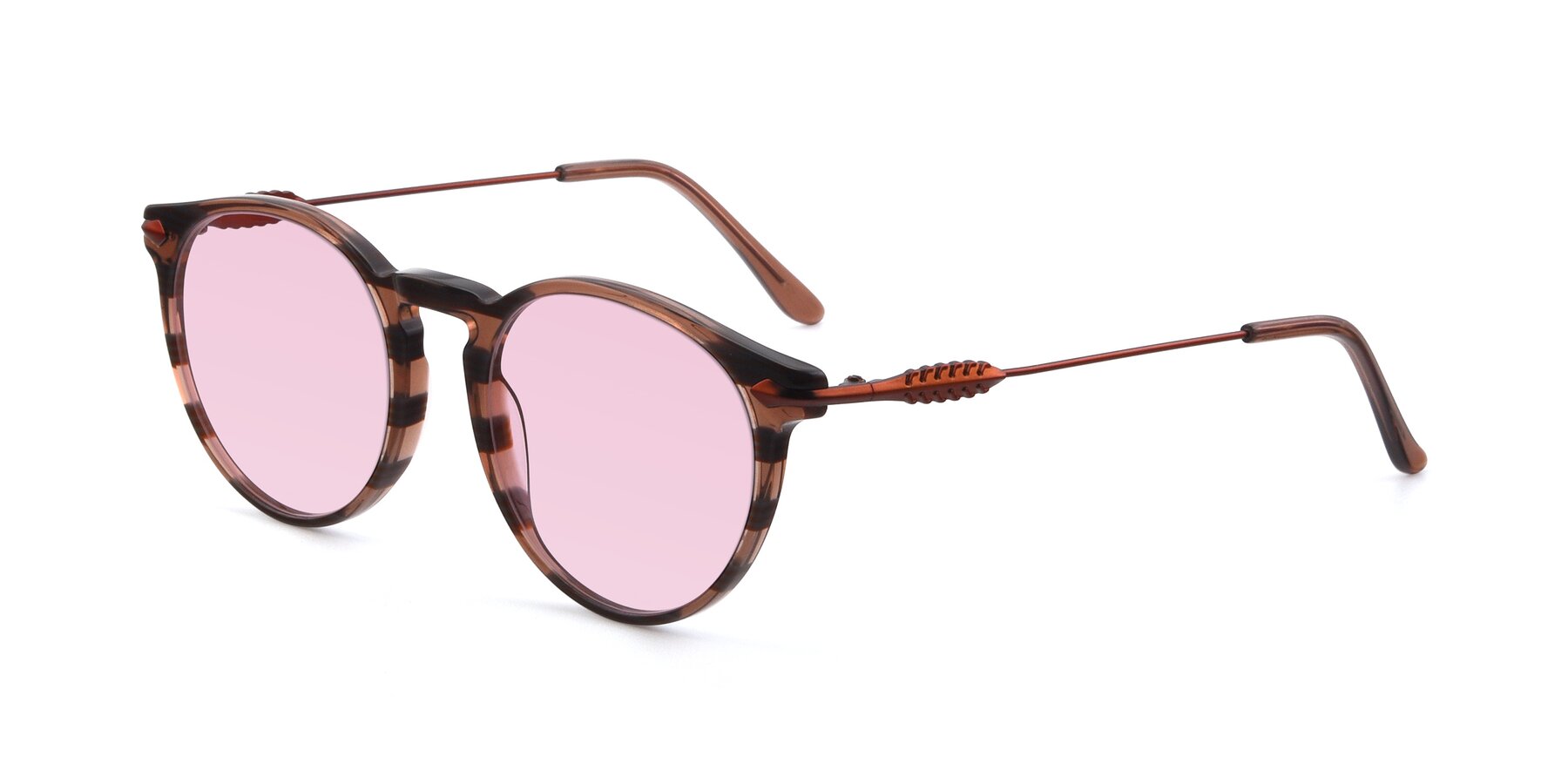 Angle of 17660 in Stripe Brown with Light Pink Tinted Lenses
