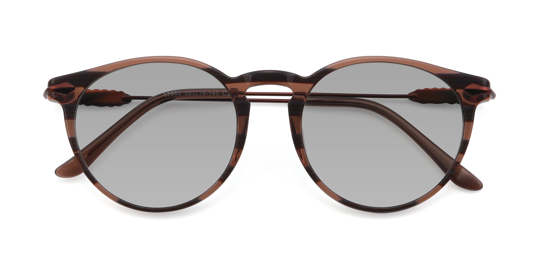 Folded Front of 17660 in Stripe Brown with Light Gray Tinted Lenses