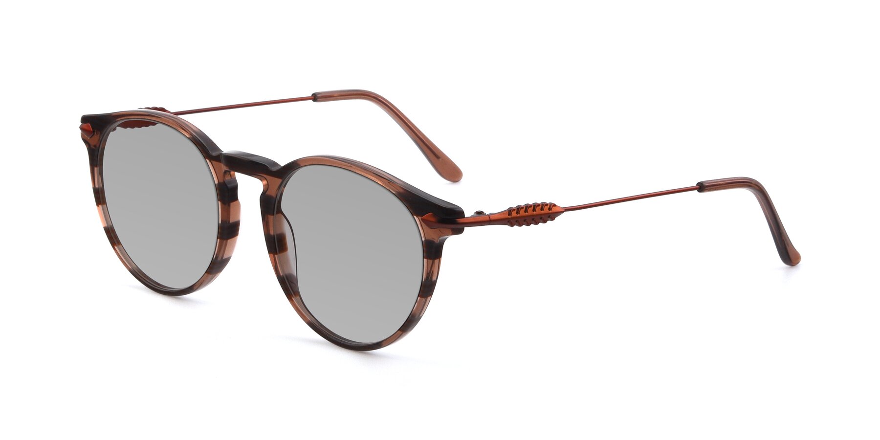 Angle of 17660 in Stripe Brown with Light Gray Tinted Lenses