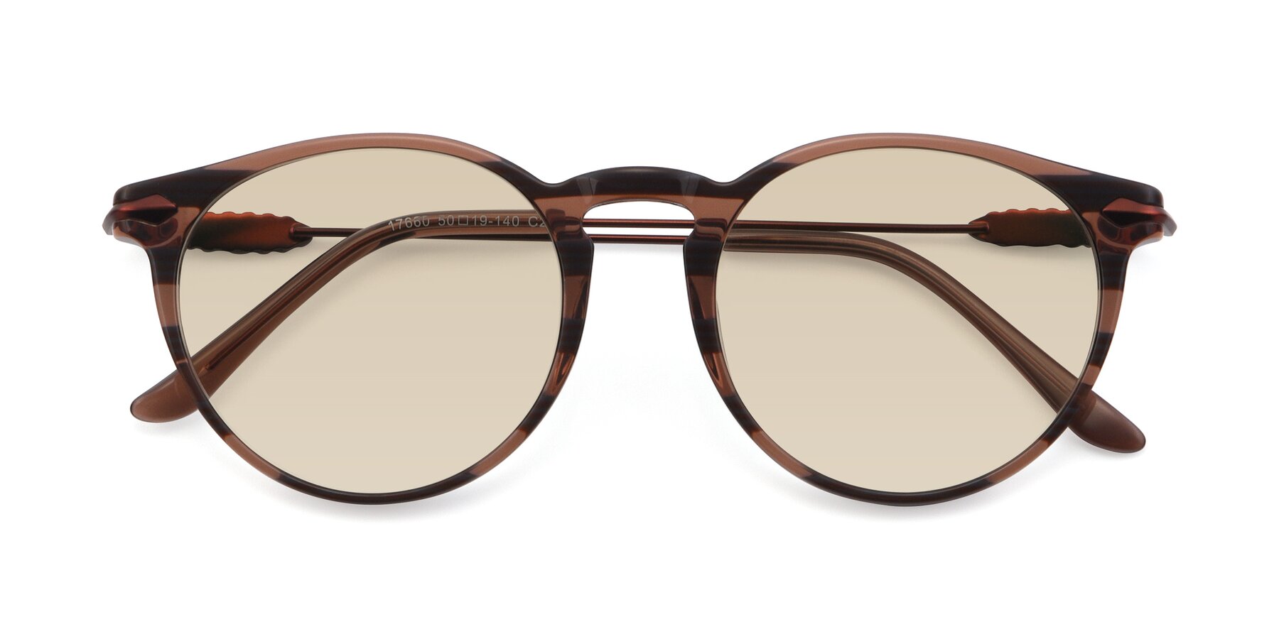 Folded Front of 17660 in Stripe Brown with Light Brown Tinted Lenses