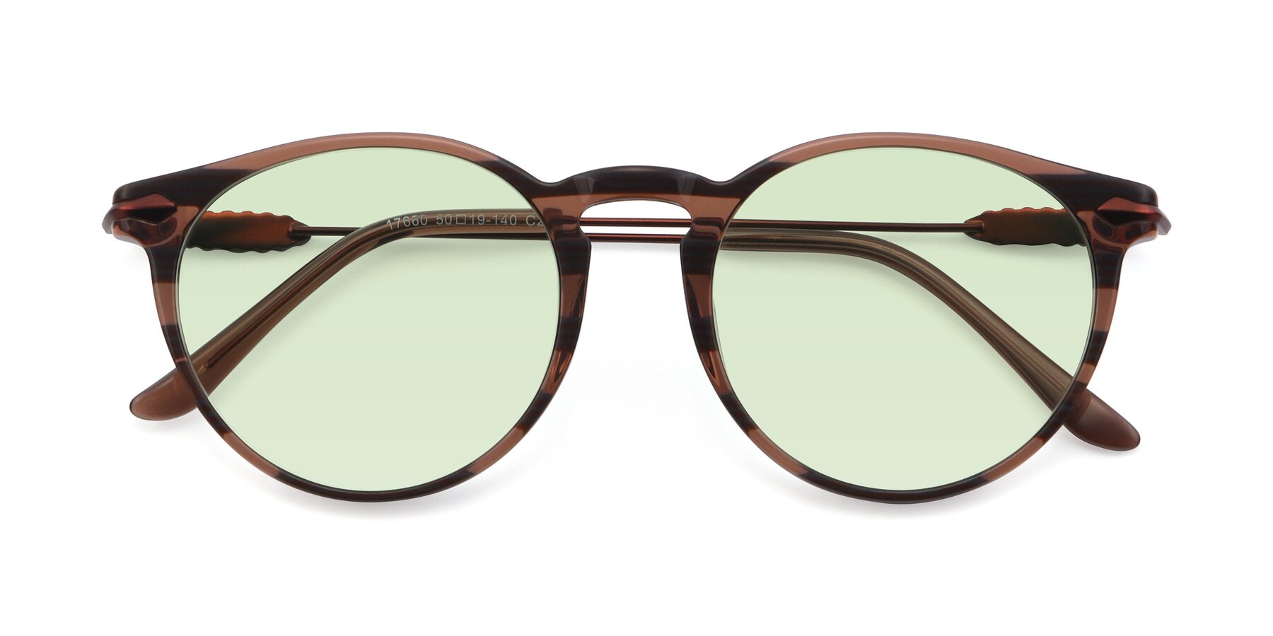 Folded Front of 17660 in Stripe Brown with Light Green Tinted Lenses