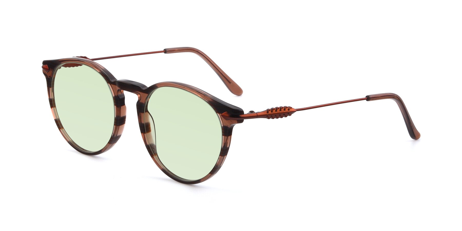 Angle of 17660 in Stripe Brown with Light Green Tinted Lenses