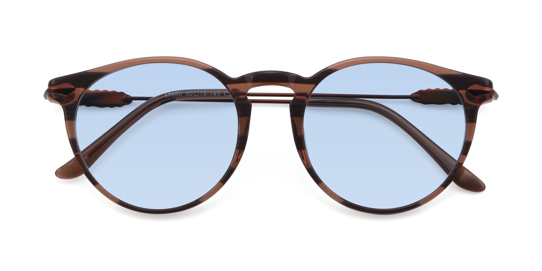 Folded Front of 17660 in Stripe Brown with Light Blue Tinted Lenses