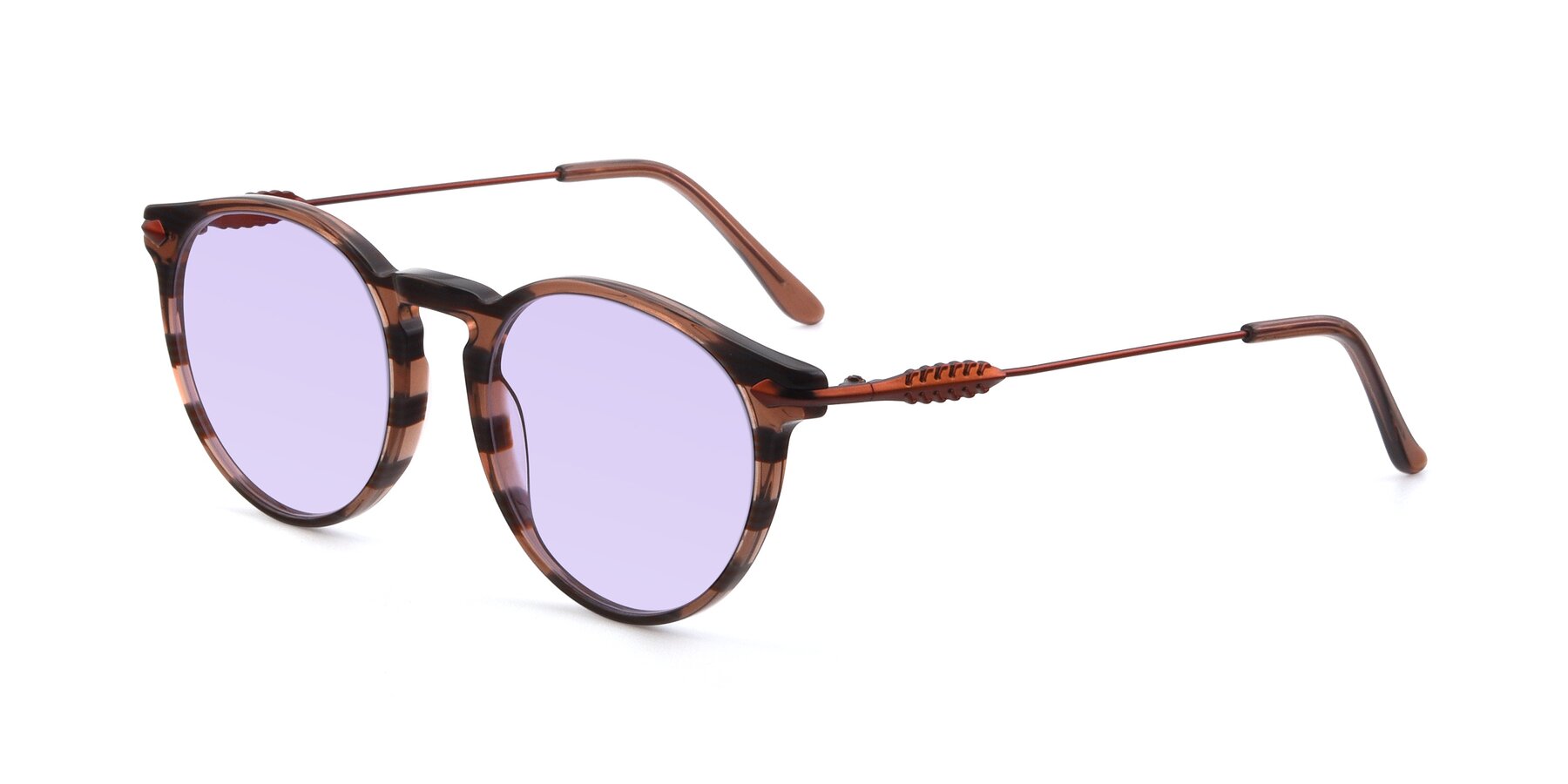 Angle of 17660 in Stripe Brown with Light Purple Tinted Lenses