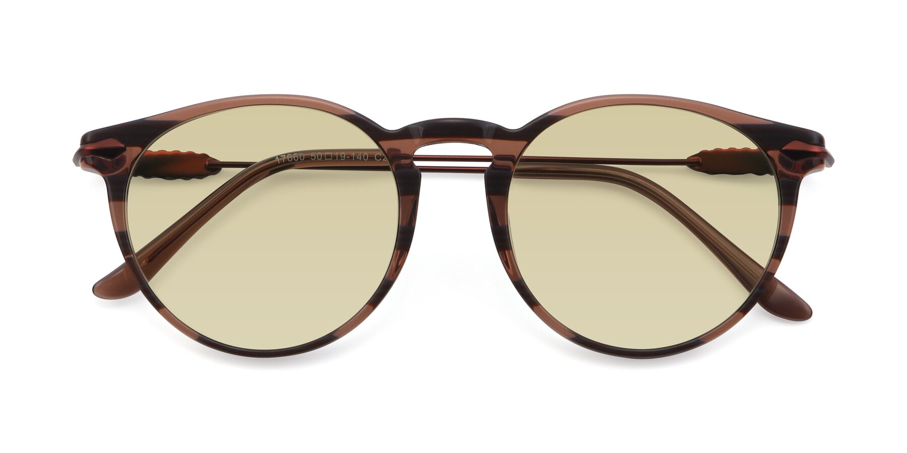 Folded Front of 17660 in Stripe Brown with Light Champagne Tinted Lenses