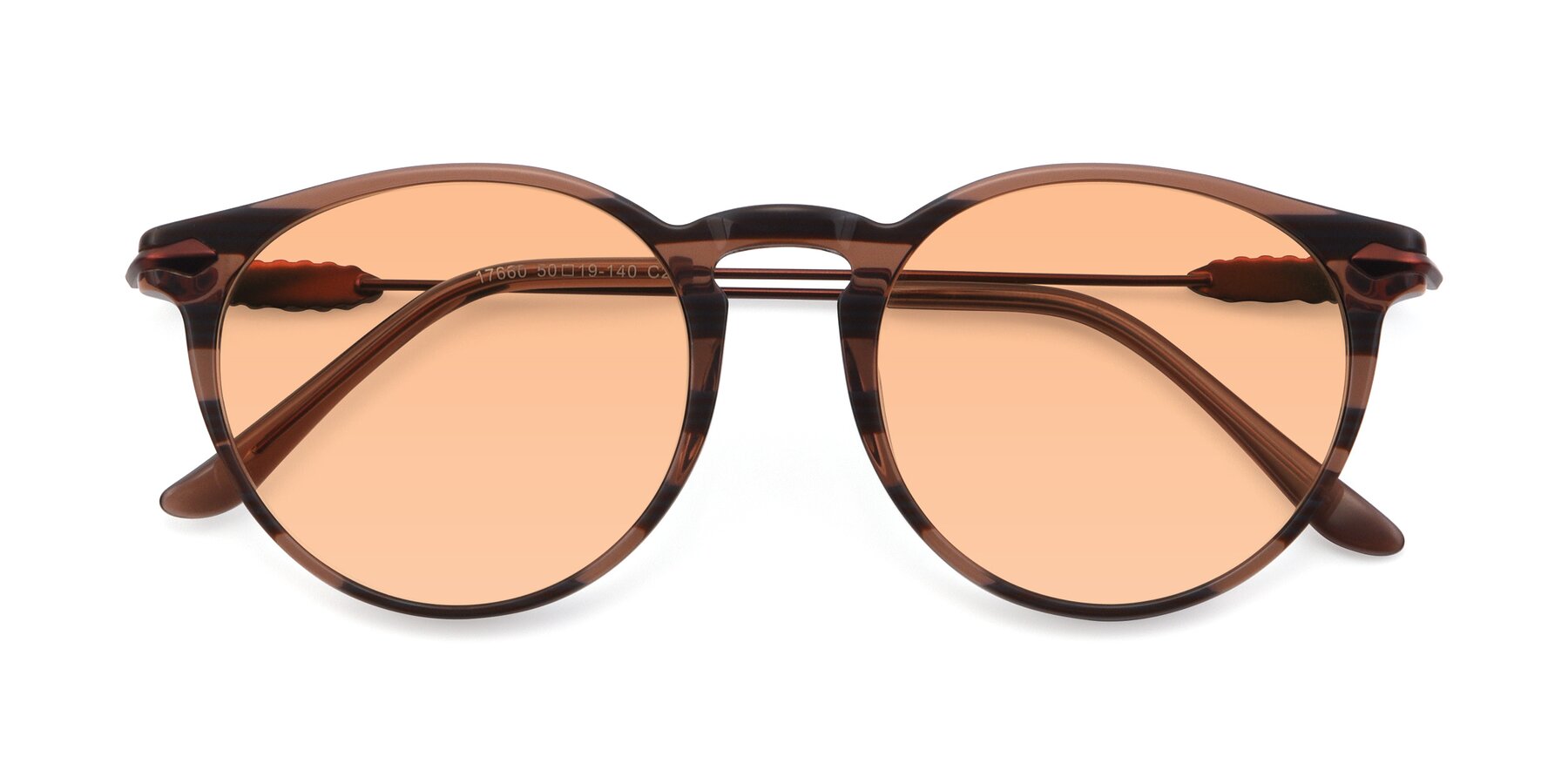 Folded Front of 17660 in Stripe Brown with Light Orange Tinted Lenses