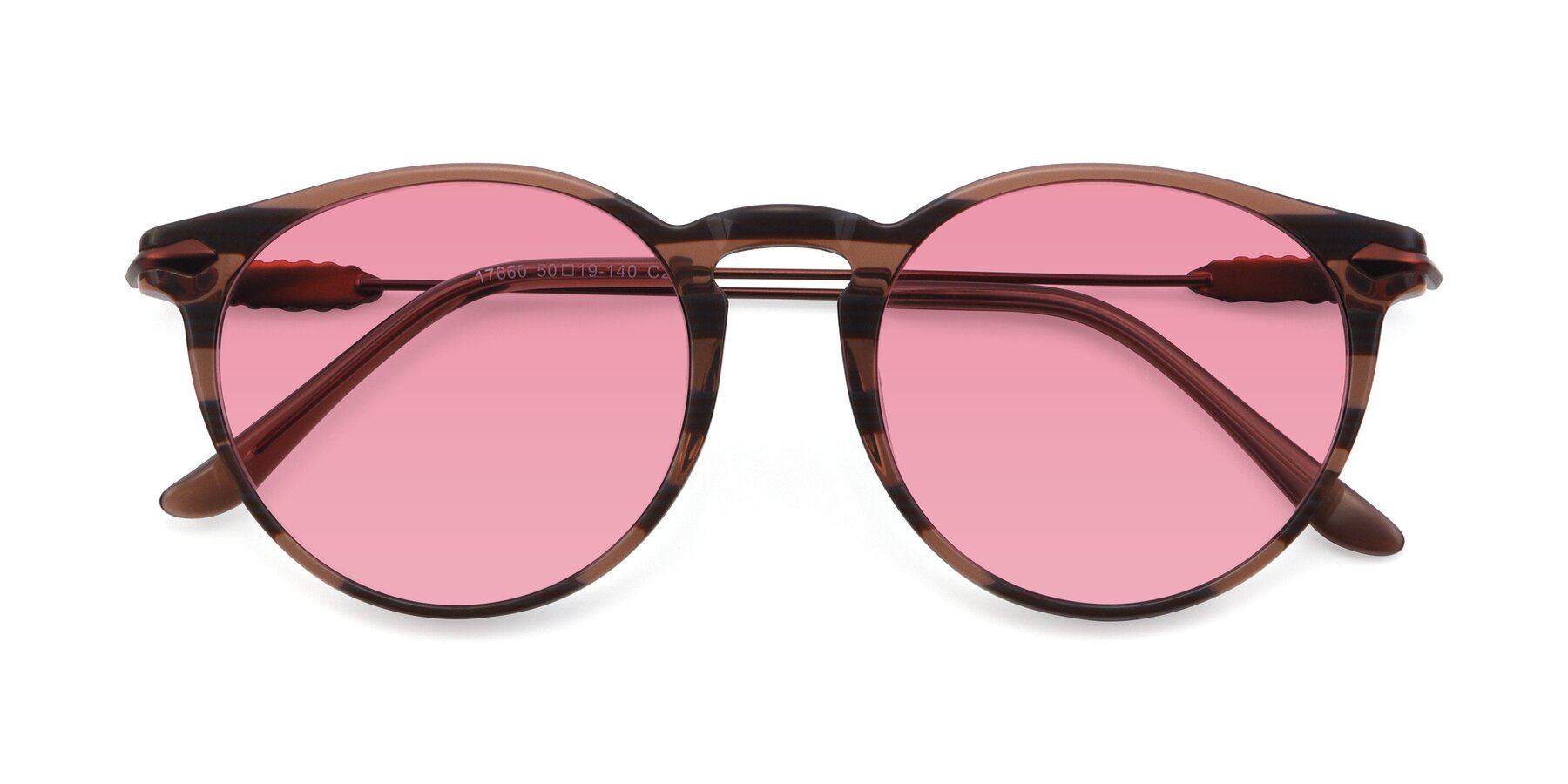 Folded Front of 17660 in Stripe Brown with Pink Tinted Lenses
