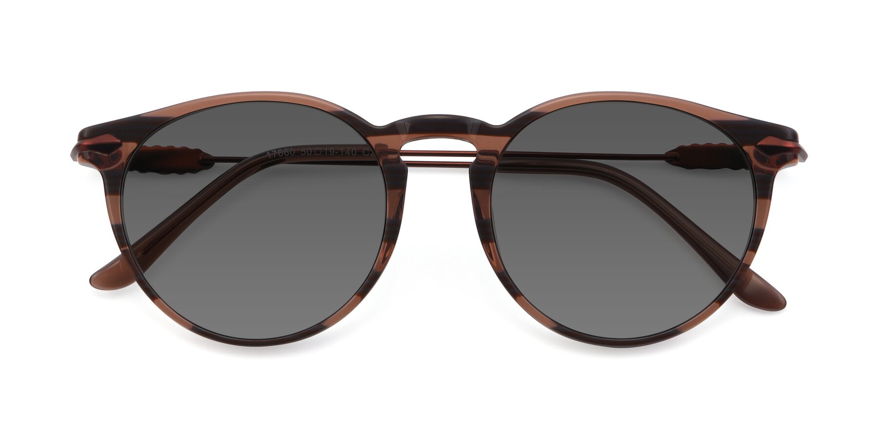 Folded Front of 17660 in Stripe Brown with Medium Gray Tinted Lenses