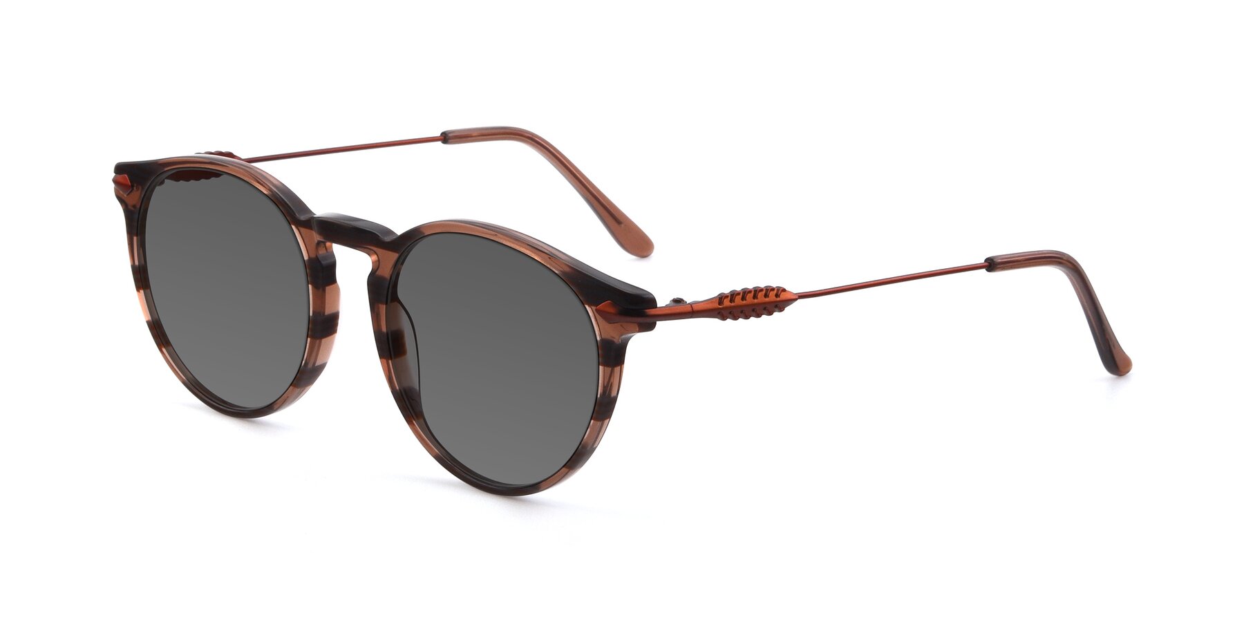 Angle of 17660 in Stripe Brown with Medium Gray Tinted Lenses