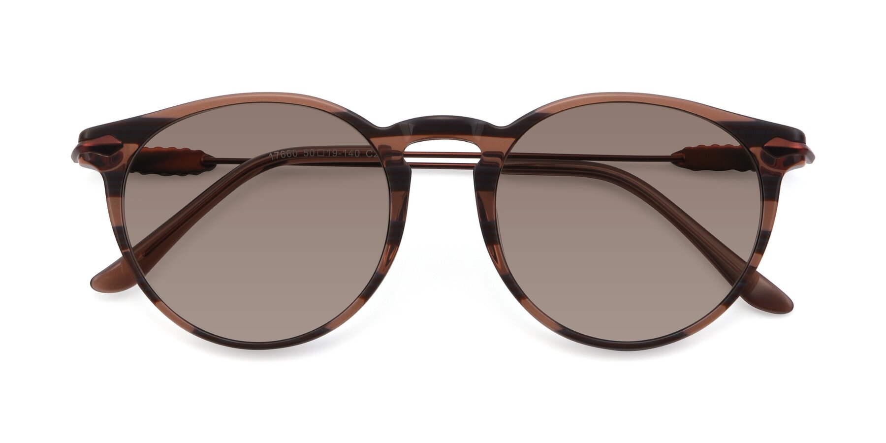 Folded Front of 17660 in Stripe Brown with Medium Brown Tinted Lenses