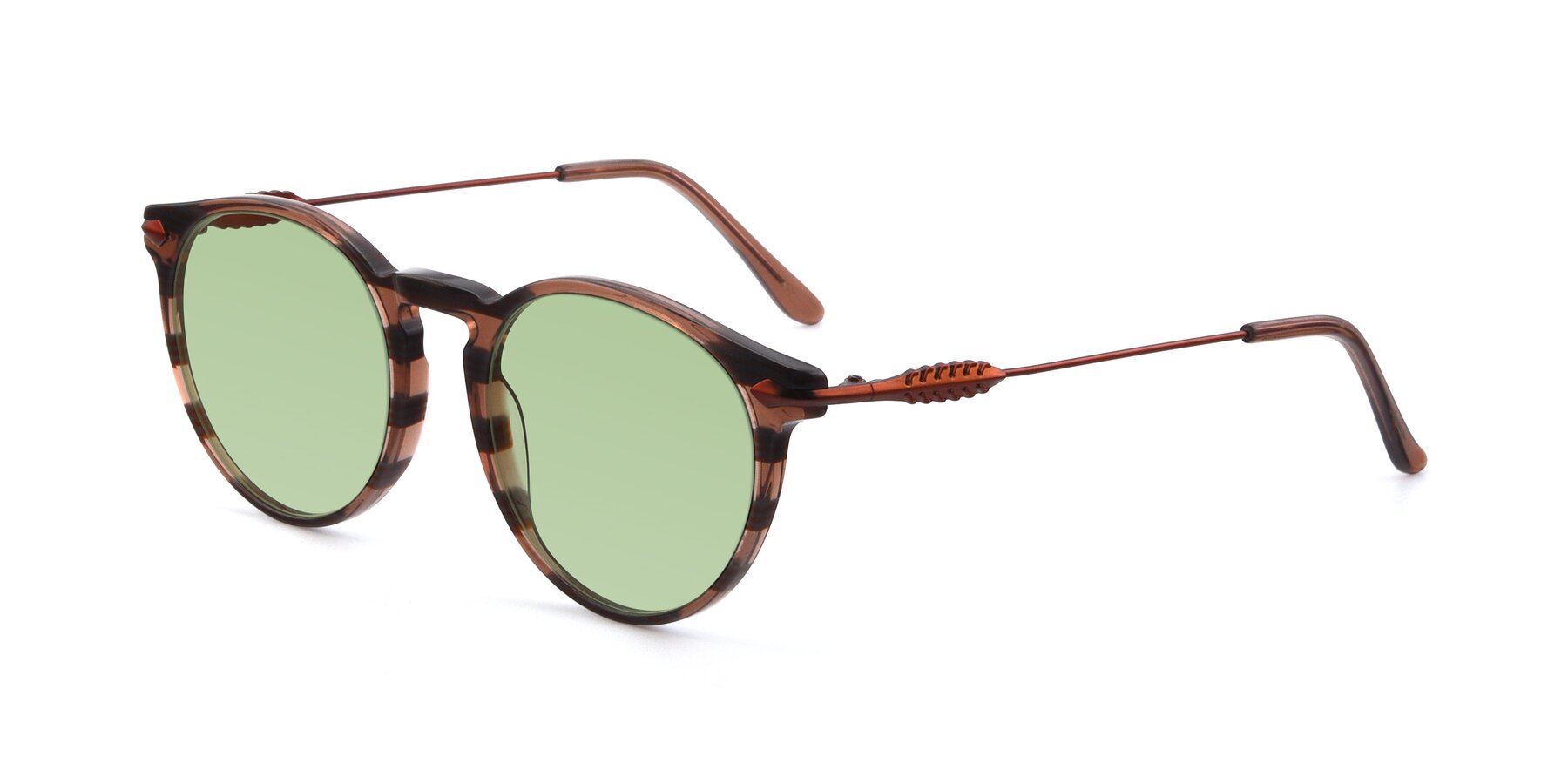 Angle of 17660 in Stripe Brown with Medium Green Tinted Lenses