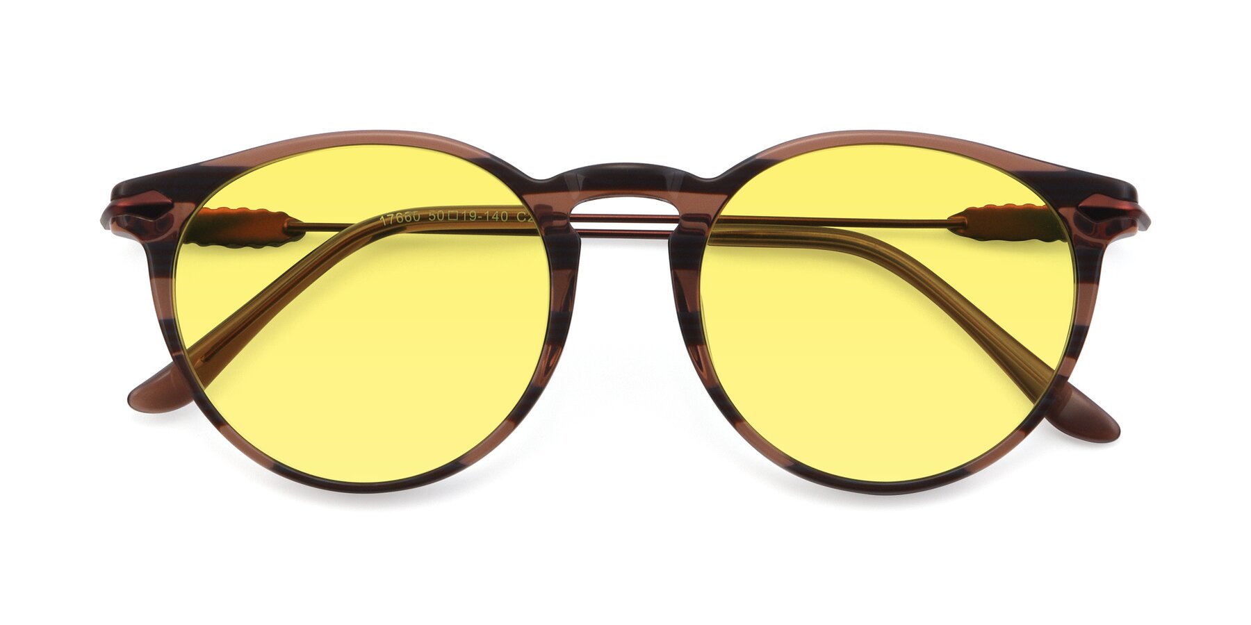 Folded Front of 17660 in Stripe Brown with Medium Yellow Tinted Lenses