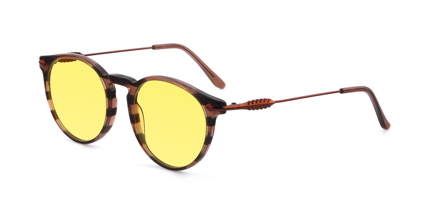 Angle of 17660 in Stripe Brown with Medium Yellow Tinted Lenses