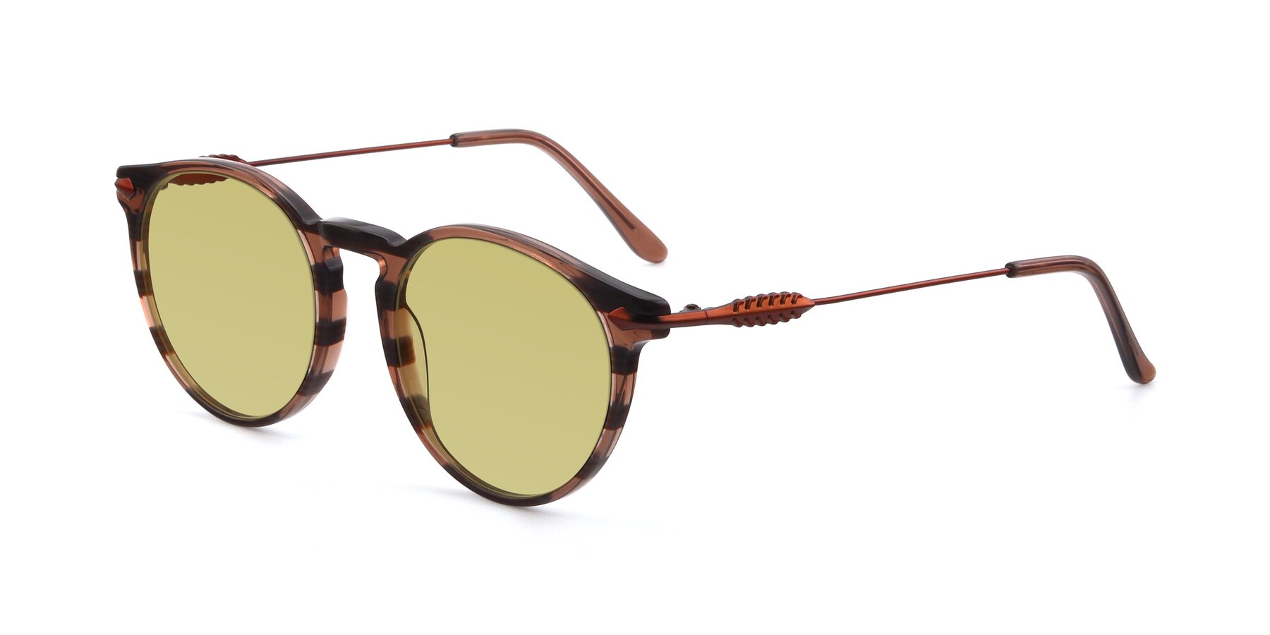 Angle of 17660 in Stripe Brown with Medium Champagne Tinted Lenses