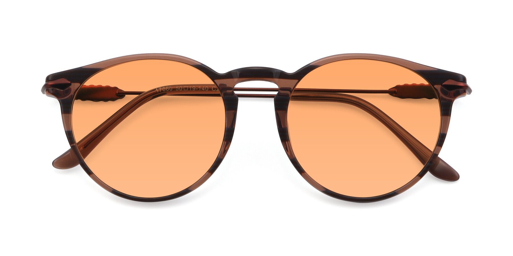 Folded Front of 17660 in Stripe Brown with Medium Orange Tinted Lenses