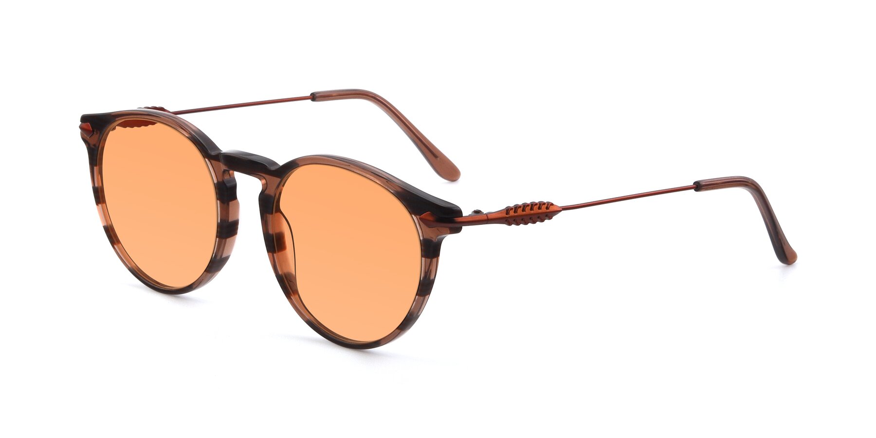 Angle of 17660 in Stripe Brown with Medium Orange Tinted Lenses