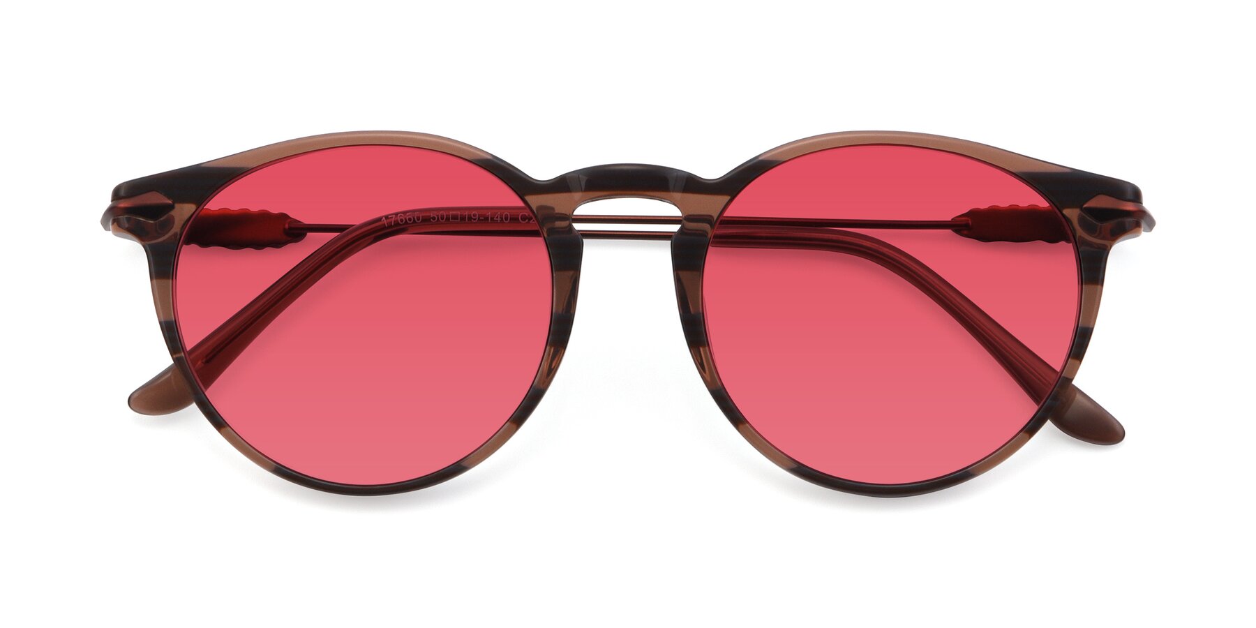 Folded Front of 17660 in Stripe Brown with Red Tinted Lenses