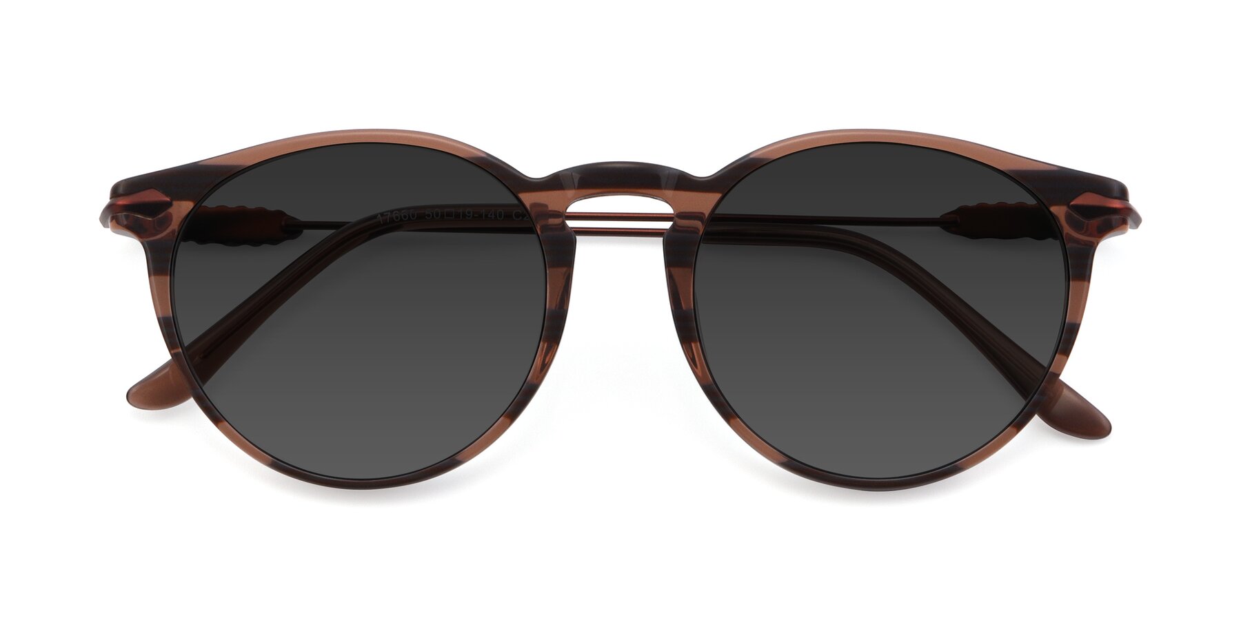 Folded Front of 17660 in Stripe Brown with Gray Tinted Lenses