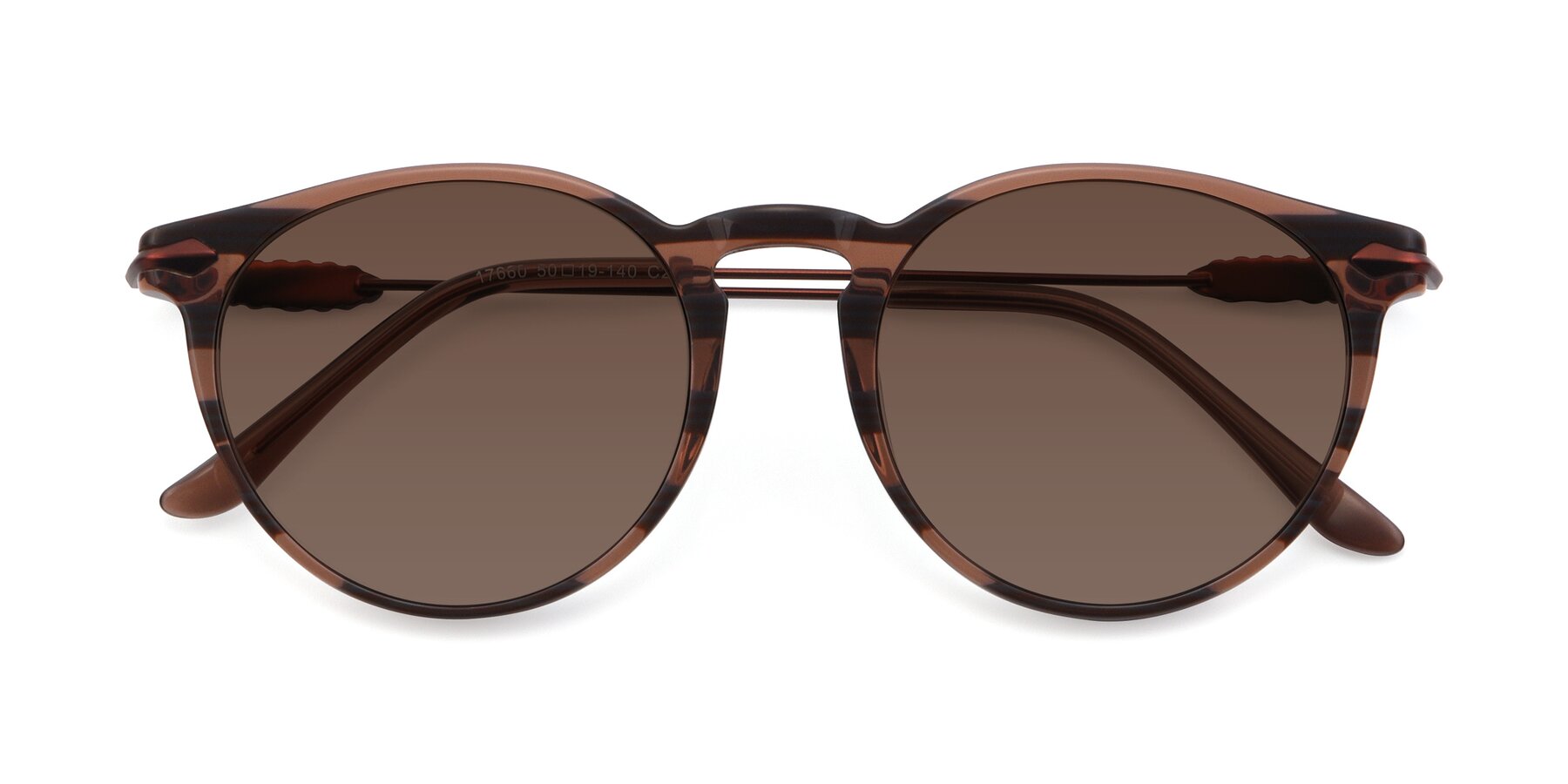 Folded Front of 17660 in Stripe Brown with Brown Tinted Lenses
