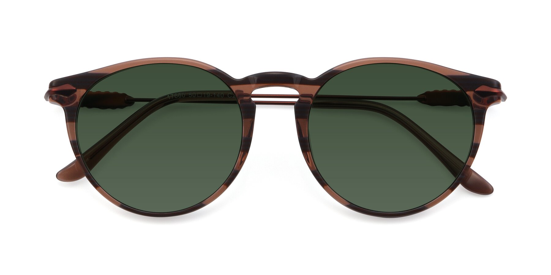 Folded Front of 17660 in Stripe Brown with Green Tinted Lenses