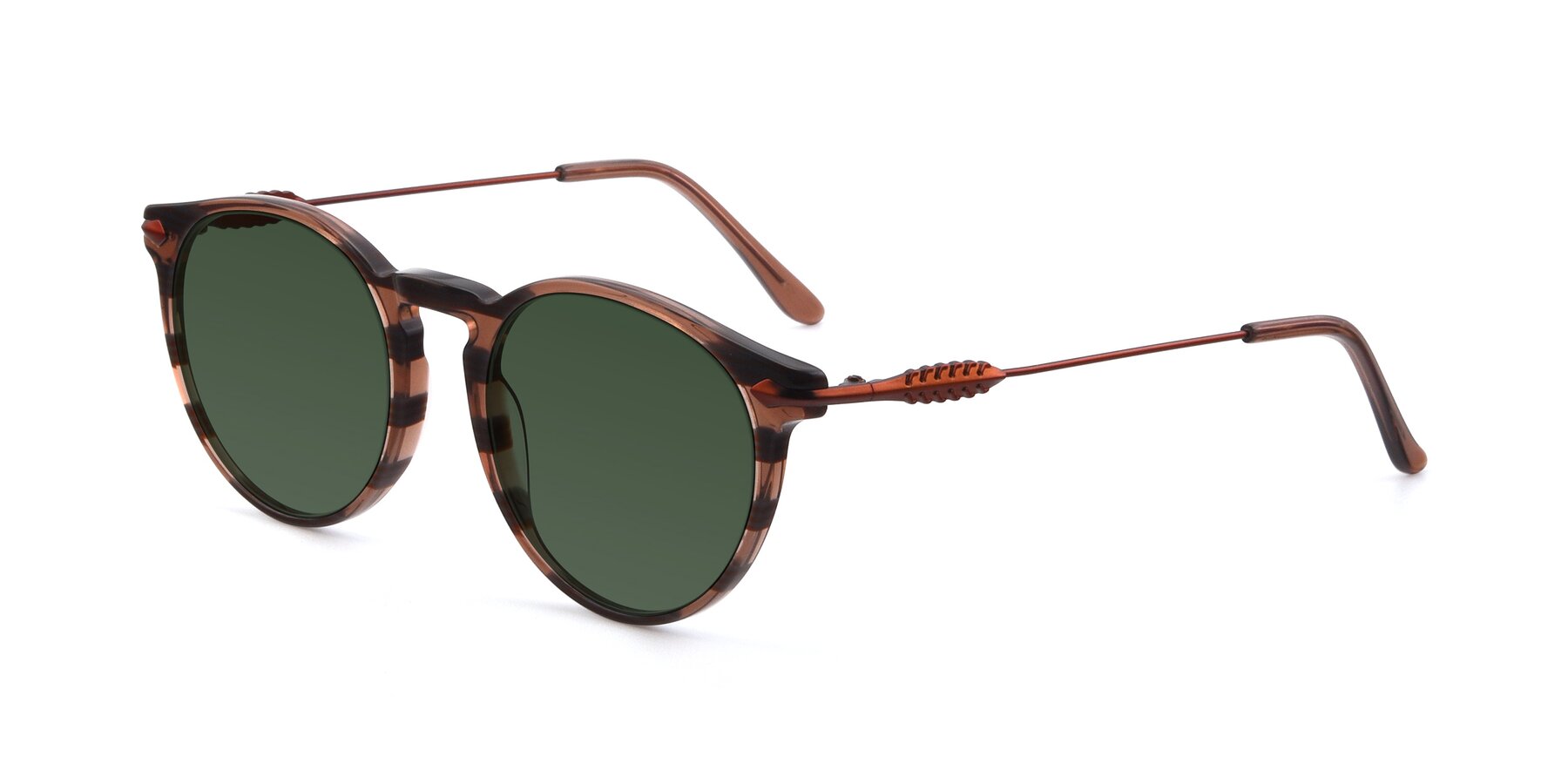 Angle of 17660 in Stripe Brown with Green Tinted Lenses