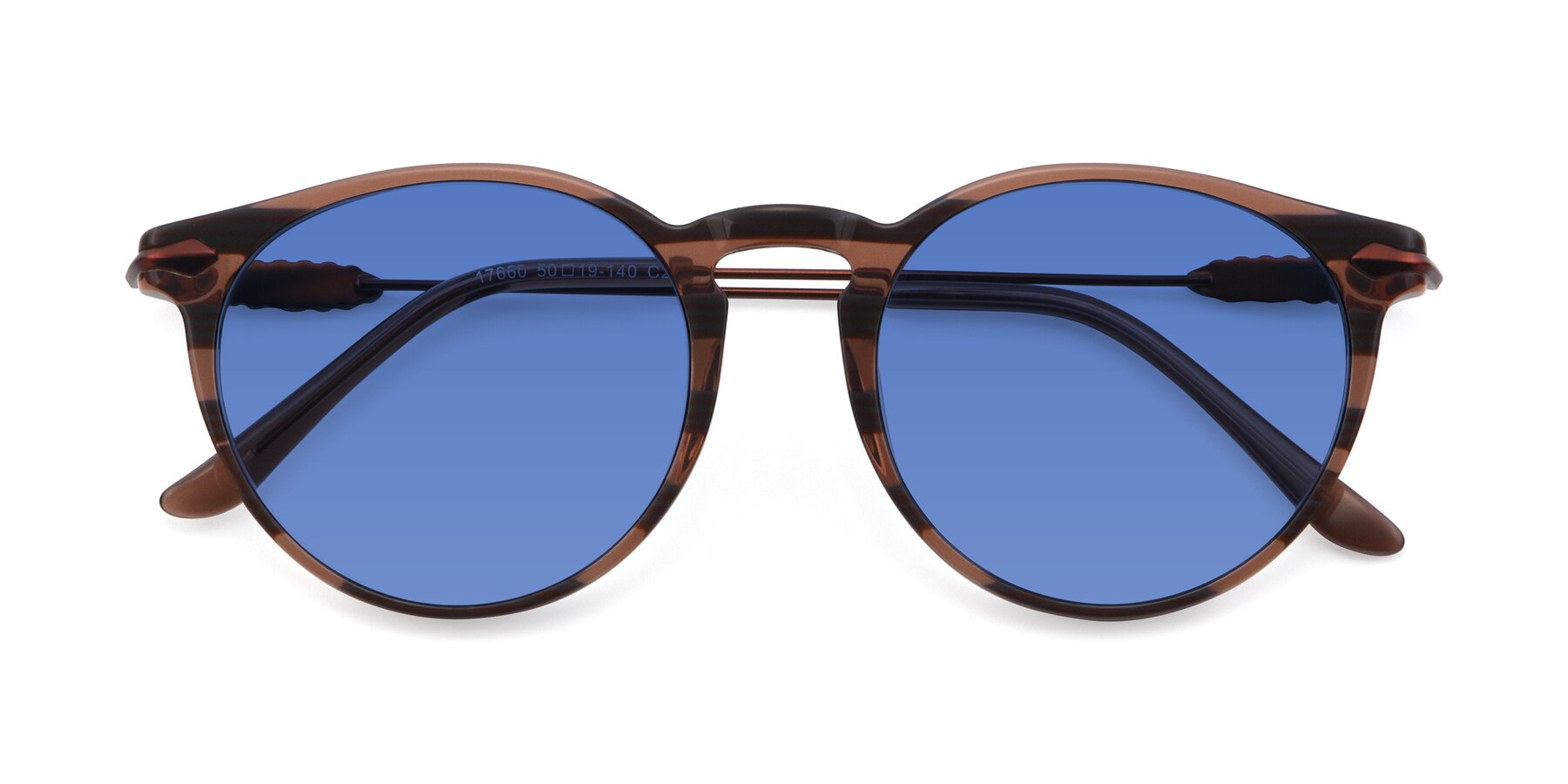 Folded Front of 17660 in Stripe Brown with Blue Tinted Lenses