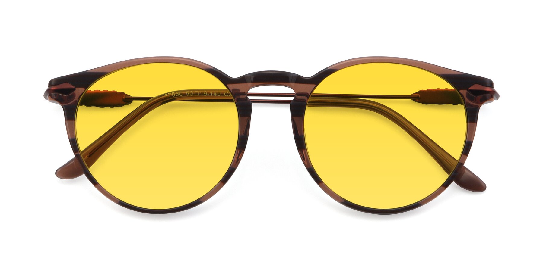 Folded Front of 17660 in Stripe Brown with Yellow Tinted Lenses