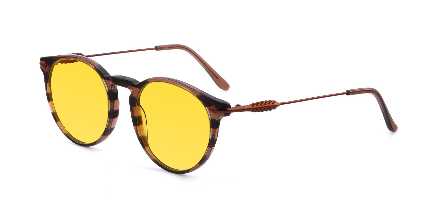 Angle of 17660 in Stripe Brown with Yellow Tinted Lenses