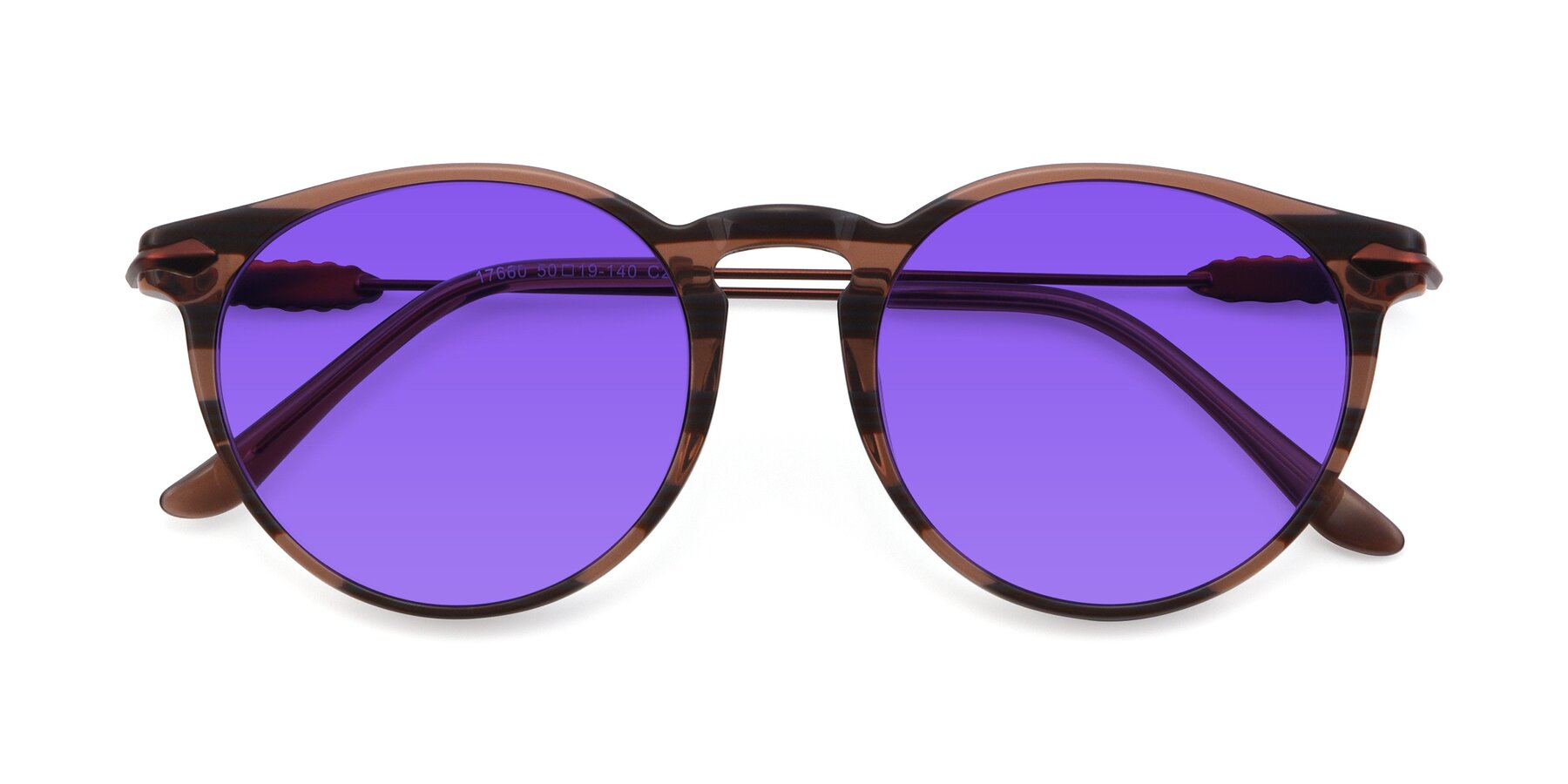 Folded Front of 17660 in Stripe Brown with Purple Tinted Lenses