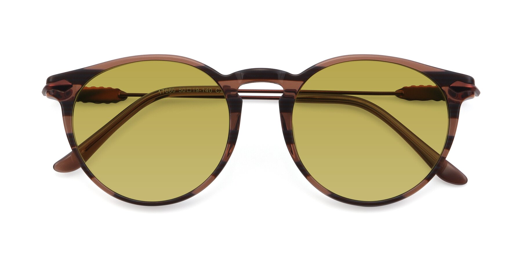 Folded Front of 17660 in Stripe Brown with Champagne Tinted Lenses