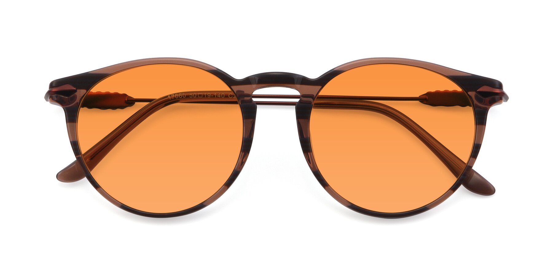 Folded Front of 17660 in Stripe Brown with Orange Tinted Lenses