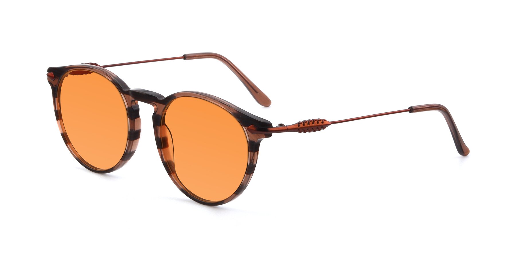 Angle of 17660 in Stripe Brown with Orange Tinted Lenses