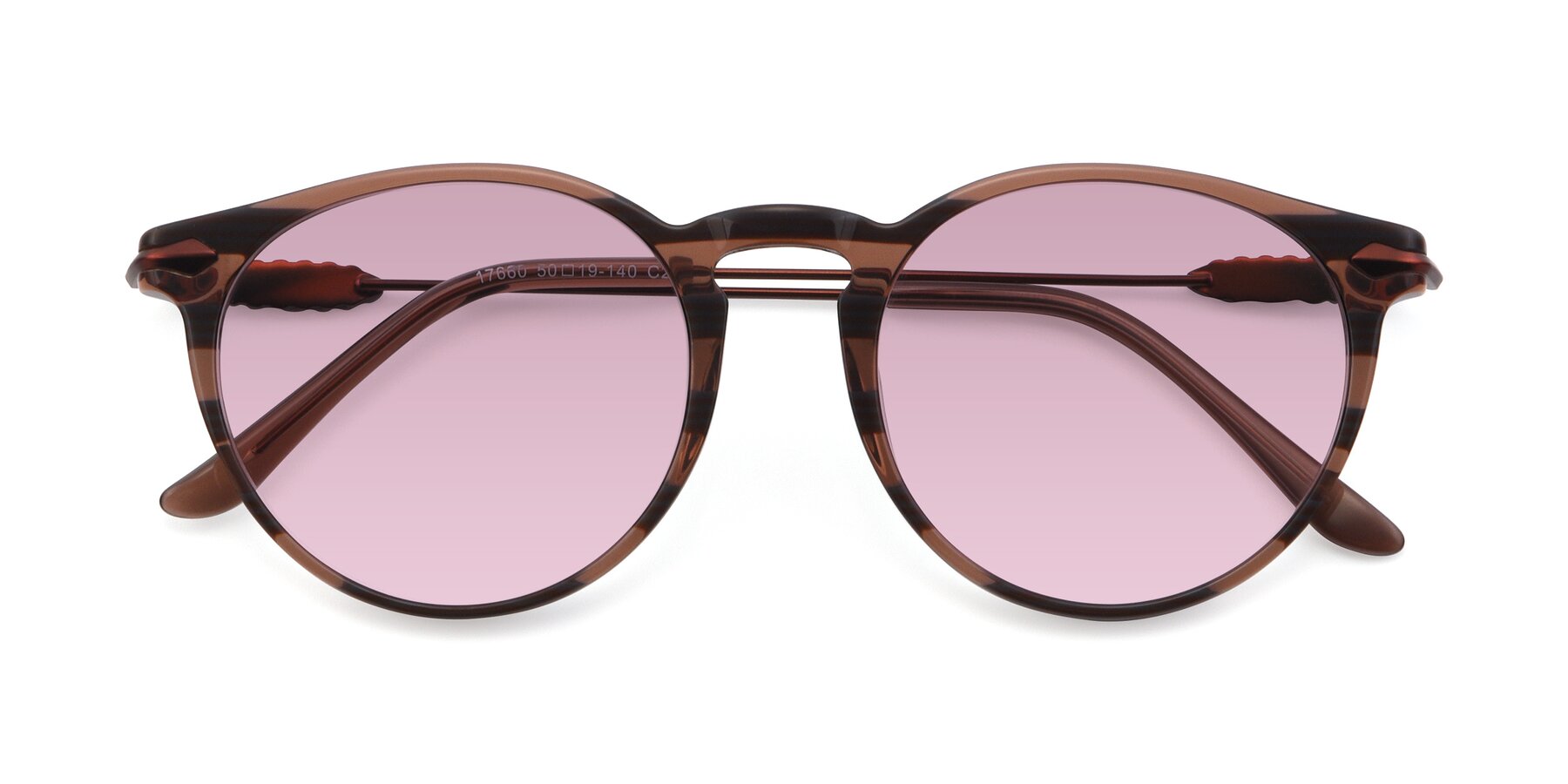 Folded Front of 17660 in Stripe Brown with Light Wine Tinted Lenses