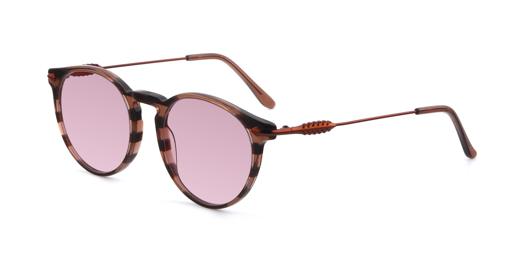 Angle of 17660 in Stripe Brown with Light Wine Tinted Lenses