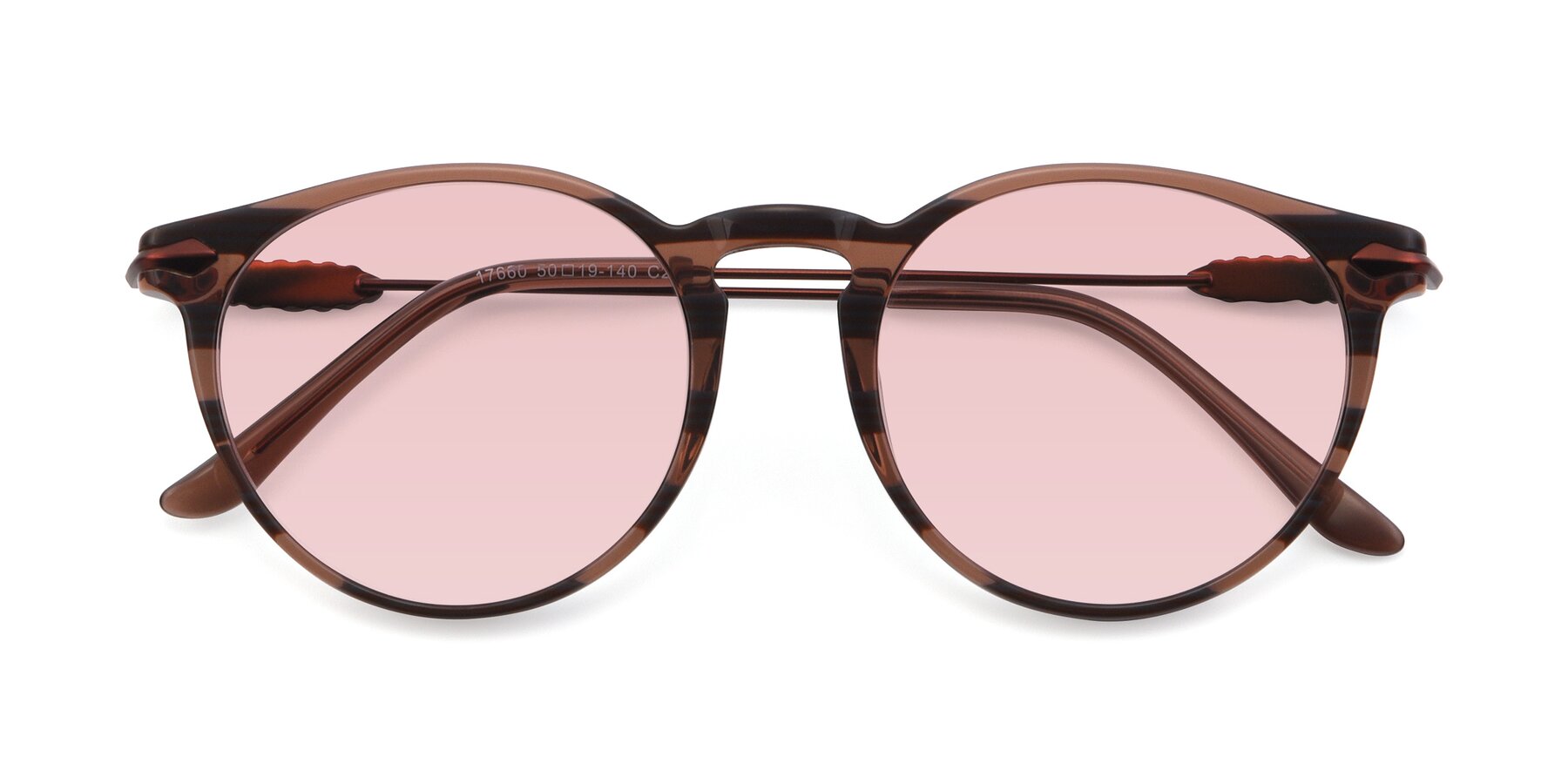 Folded Front of 17660 in Stripe Brown with Light Garnet Tinted Lenses