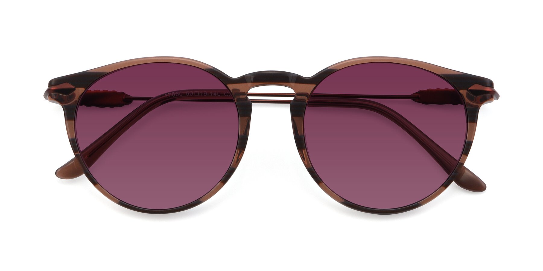 Folded Front of 17660 in Stripe Brown with Wine Tinted Lenses