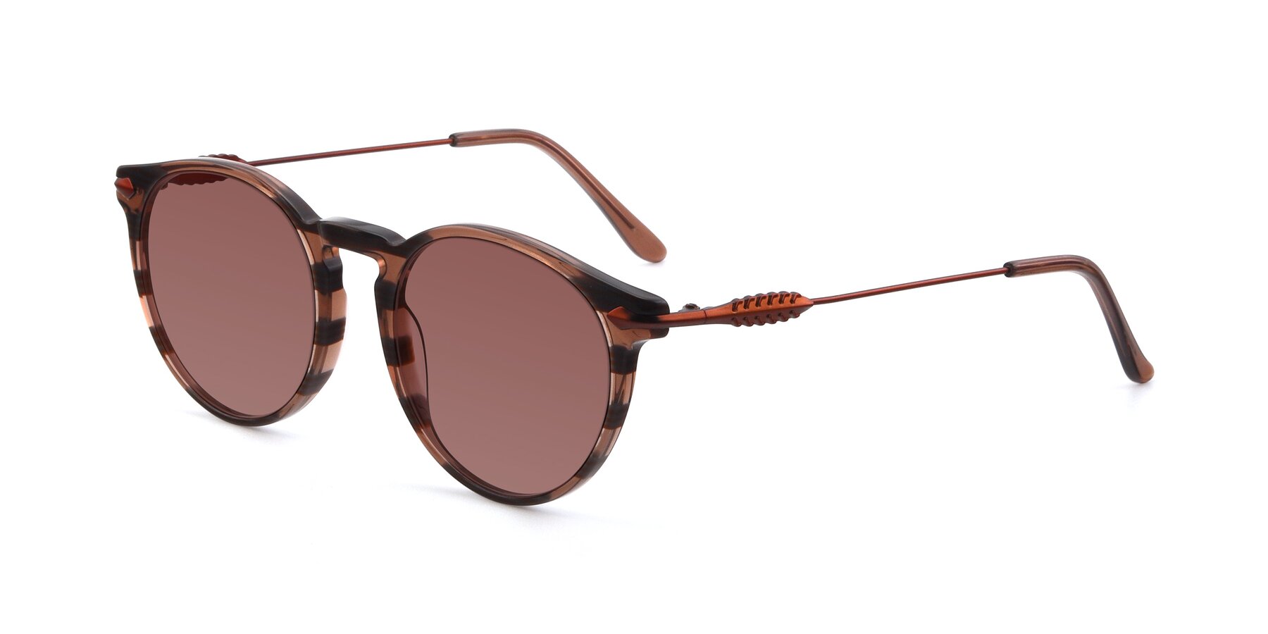 Angle of 17660 in Stripe Brown with Garnet Tinted Lenses