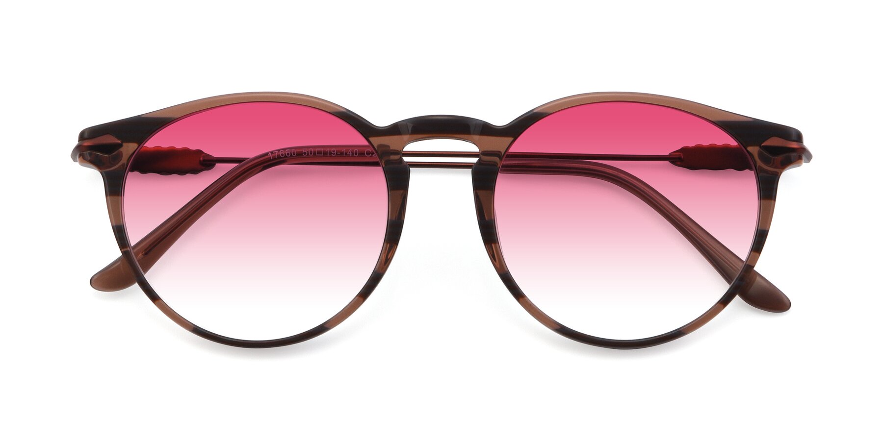 Folded Front of 17660 in Stripe Brown with Pink Gradient Lenses