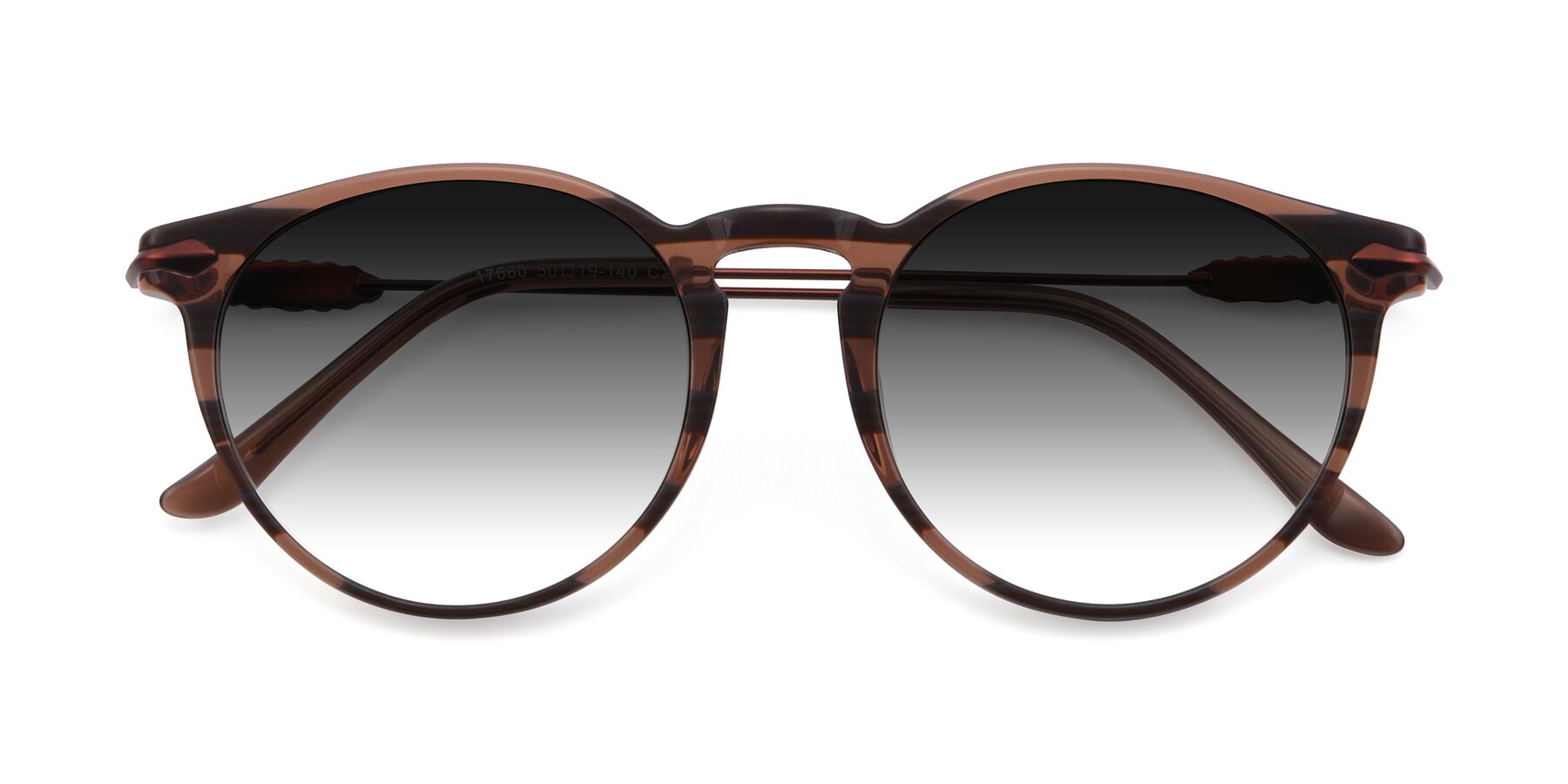 Folded Front of 17660 in Stripe Brown with Gray Gradient Lenses