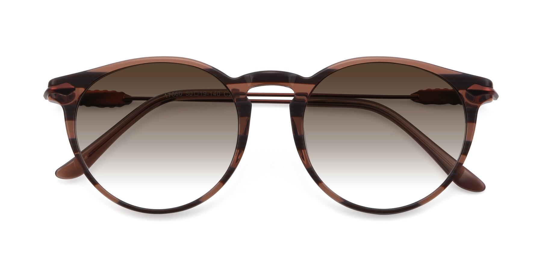 Folded Front of 17660 in Stripe Brown with Brown Gradient Lenses