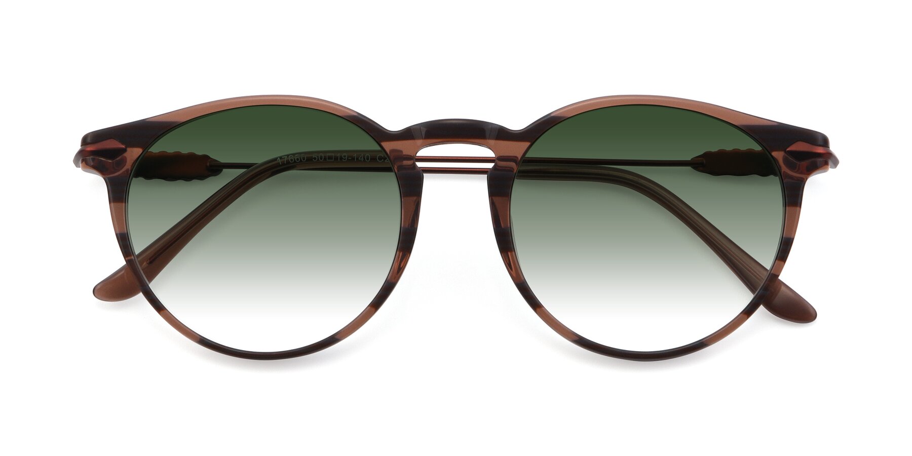 Folded Front of 17660 in Stripe Brown with Green Gradient Lenses