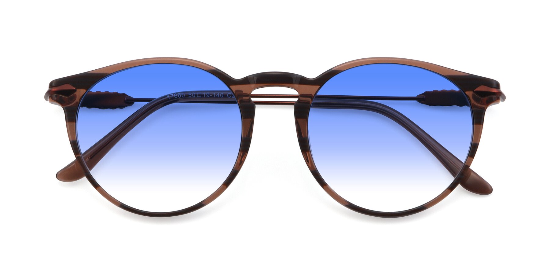 Folded Front of 17660 in Stripe Brown with Blue Gradient Lenses
