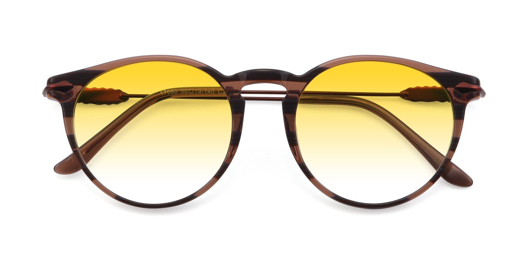 Folded Front of 17660 in Stripe Brown with Yellow Gradient Lenses