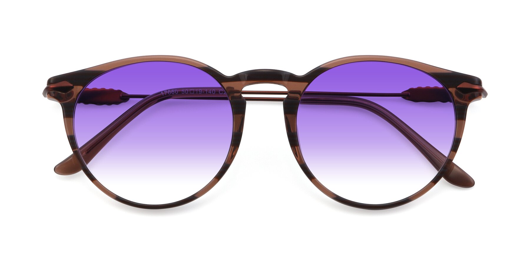 Folded Front of 17660 in Stripe Brown with Purple Gradient Lenses