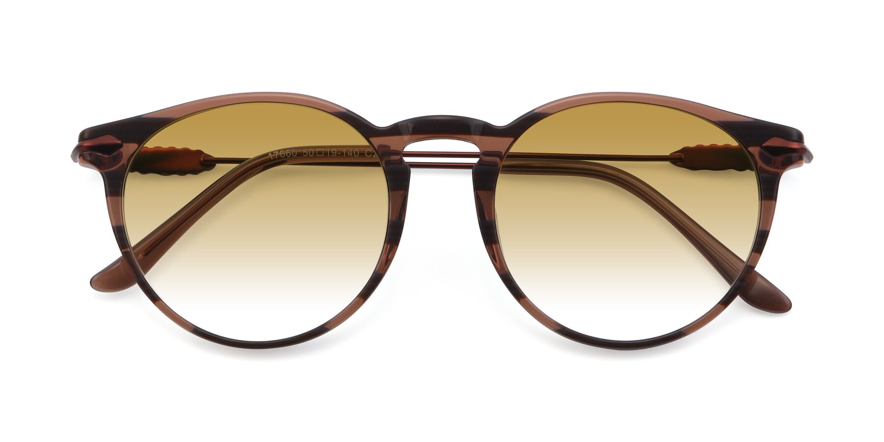 Folded Front of 17660 in Stripe Brown with Champagne Gradient Lenses